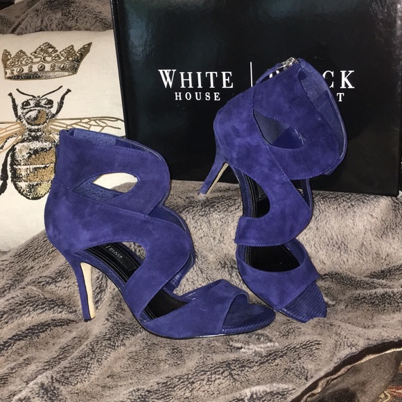 White House Black Market Shoes - WHBM Peacock Blue zip up Cage Heel Size 6